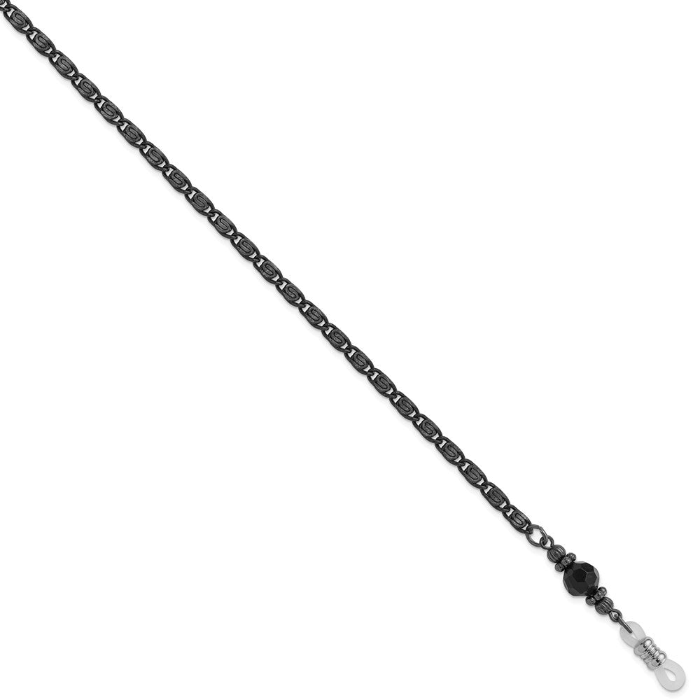 Non Metal 1928 Jewelry Black-Plated Black Faceted Crystal Bead Eyewear Holder 30 Inch Chain