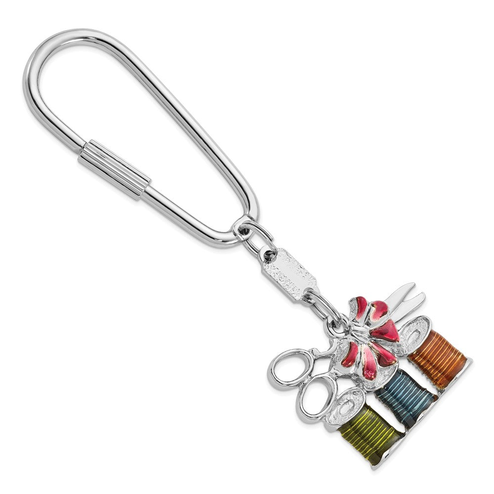 Fashion 1928 Silver-Tone Multi-Colored Enameled Sewing Key Fob
