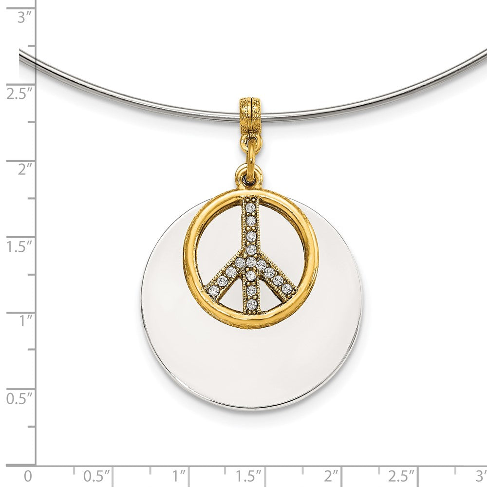 Fashion 1928 Silver-Tone & Gold-Tone Crystal Peace Symbol Choker Necklace