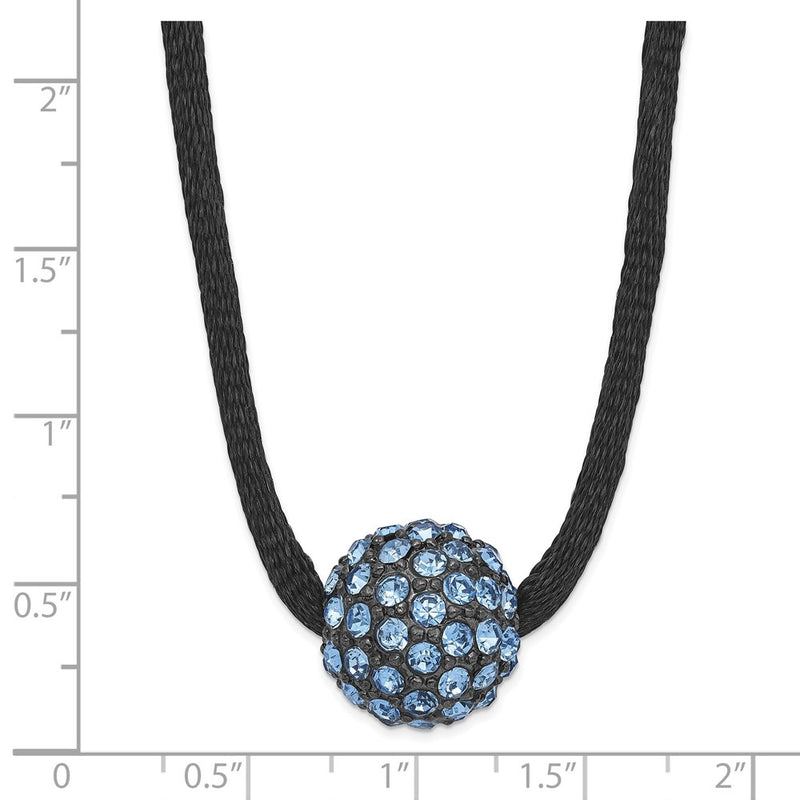 Fashion 1928 Black-Plated Blue Glass Stone Ball W/ 3 In Ext Necklace