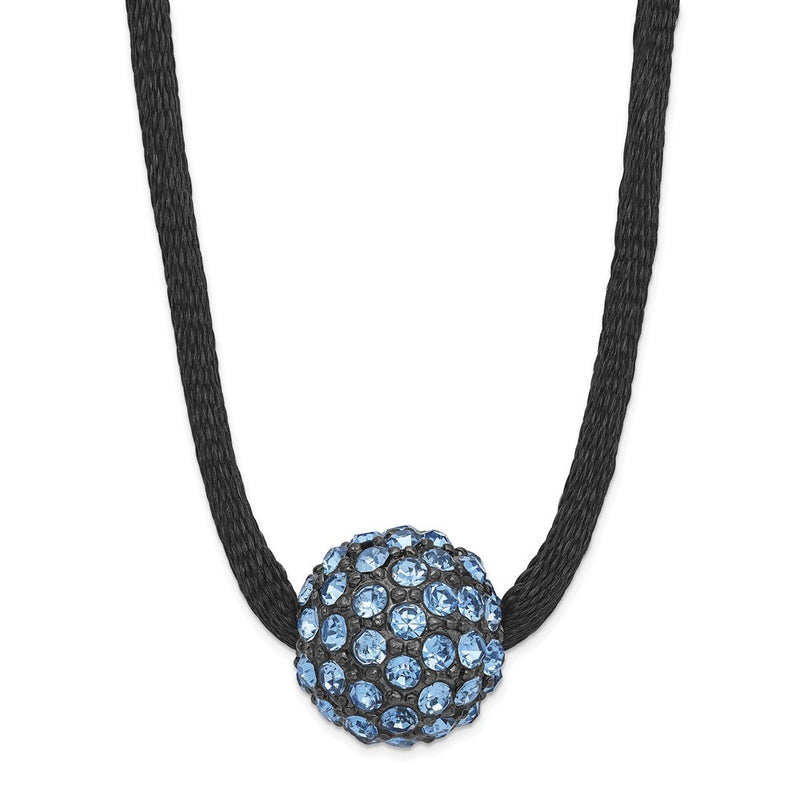 Fashion 1928 Black-Plated Blue Glass Stone Ball W/ 3 In Ext Necklace