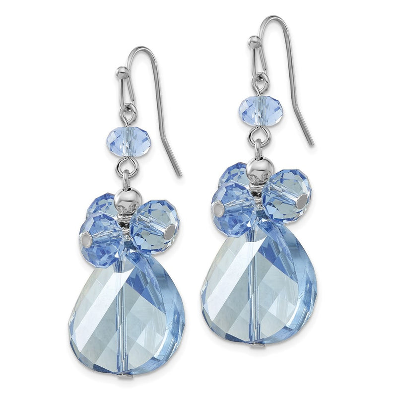 Fashion 1928 Jewelry Silver-Tone Light Blue Faceted Glass Bead Cluster Dangle Earrings