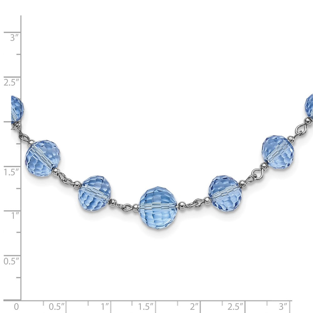 Fashion 1928 Silver-Tone Light Blue Glass Faceted Graduated Bead 16 Inch Necklace With 3 Extension