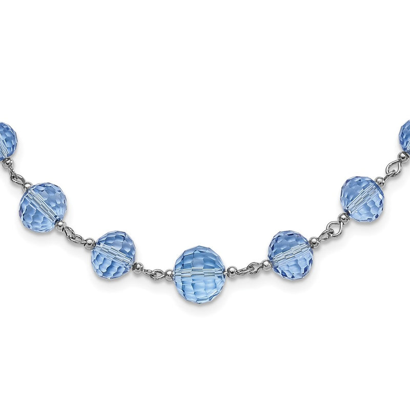Fashion 1928 Silver-Tone Light Blue Glass Faceted Graduated Bead 16 Inch Necklace With 3 Extension