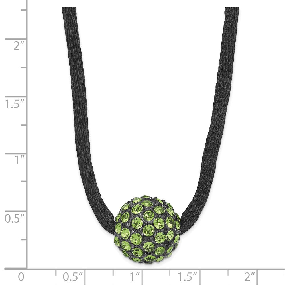 Fashion 1928 Black-Plated Green Glass Stone Ball W/ 3In Ext Necklace