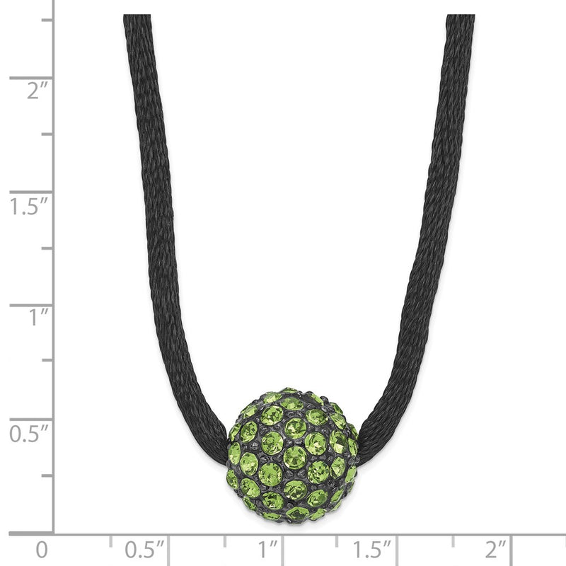 Fashion 1928 Black-Plated Green Glass Stone Ball W/ 3In Ext Necklace