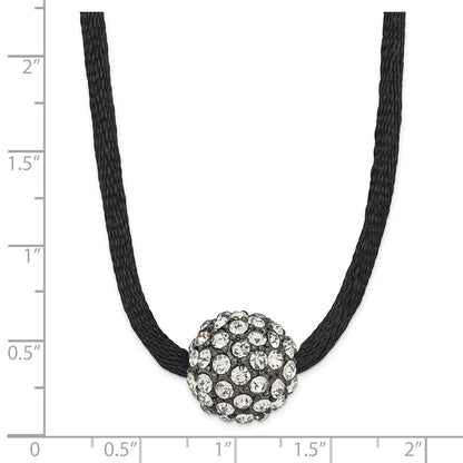 Fashion 1928 Black-Plated Clear Glass Stone Ball W/ 3In Ext Necklace