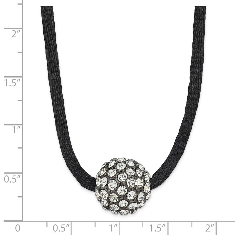 Fashion 1928 Black-Plated Clear Glass Stone Ball W/ 3In Ext Necklace