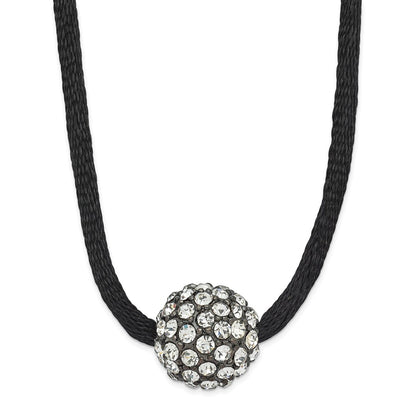 Fashion 1928 Black-Plated Clear Glass Stone Ball W/ 3In Ext Necklace