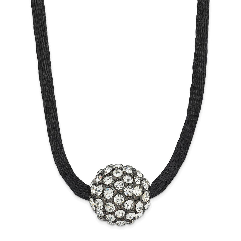 Fashion 1928 Black-Plated Clear Glass Stone Ball W/ 3In Ext Necklace
