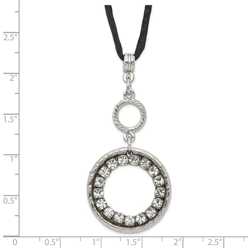Fashion 1928 Silver-Tone Crystal Circle W/ 3In Ext Necklace
