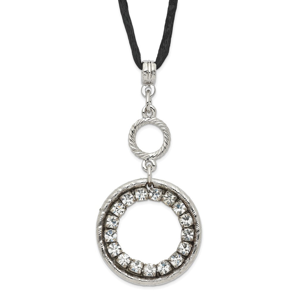 Fashion 1928 Silver-Tone Crystal Circle W/ 3In Ext Necklace
