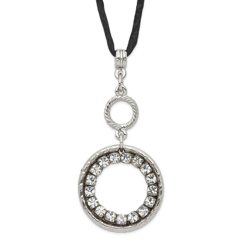 Fashion 1928 Silver-Tone Crystal Circle W/ 3In Ext Necklace