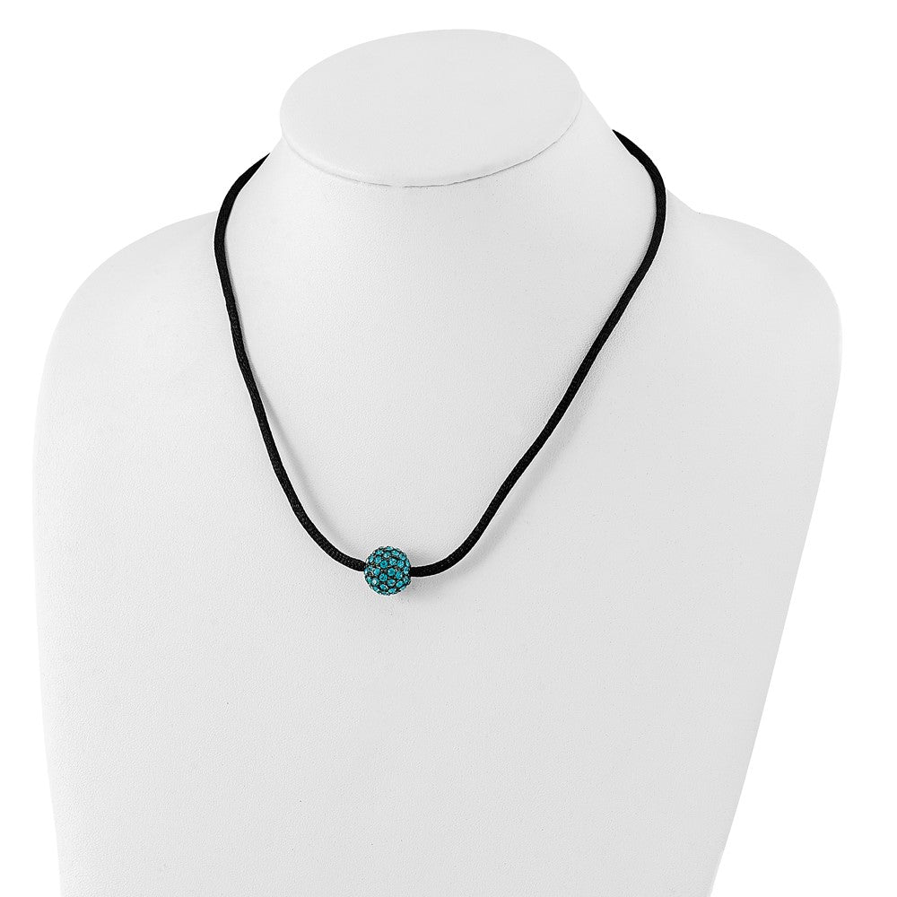 Fashion 1928 Jewelry Black-Plated Teal Glass Stones Fireball Adjustable 16 Inch Satin Cord Necklace With 3 Extension