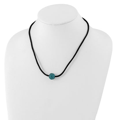 Fashion 1928 Jewelry Black-Plated Teal Glass Stones Fireball Adjustable 16 Inch Satin Cord Necklace With 3 Extension