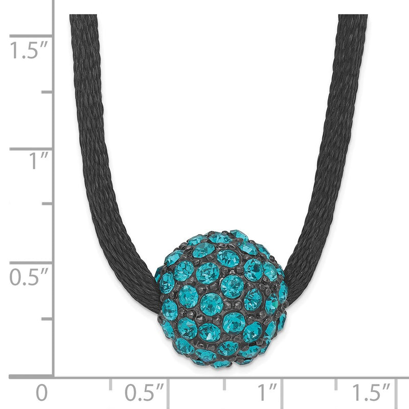 Fashion 1928 Jewelry Black-Plated Teal Glass Stones Fireball Adjustable 16 Inch Satin Cord Necklace With 3 Extension