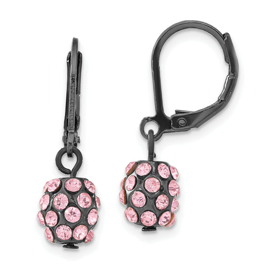 Fashion 1928 Jewelry Black-Plated Pink Glass Stones Fireball Dangle Leverback Earrings