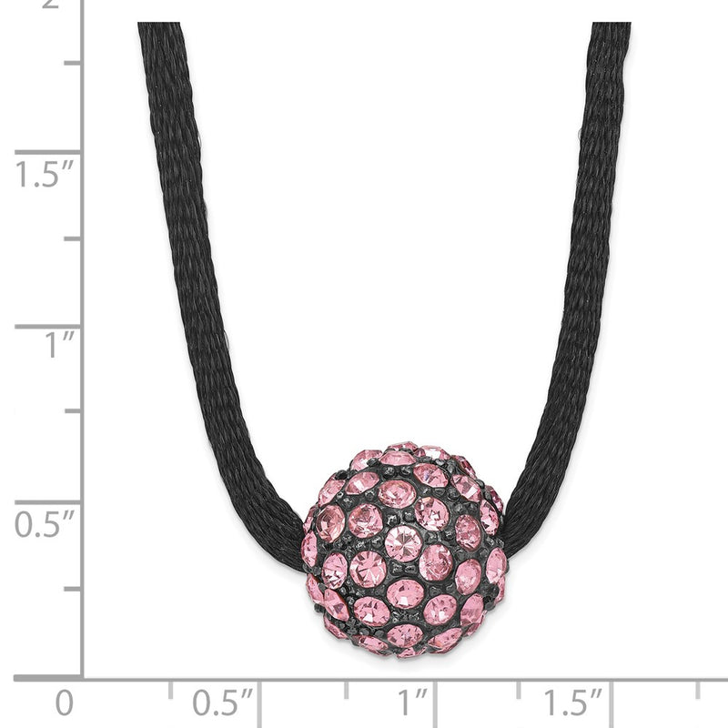 Fashion 1928 Jewelry Black-Plated Pink Glass Stones Fireball Adjustable 16 Inch Satin Cord Necklace With 3 Extension