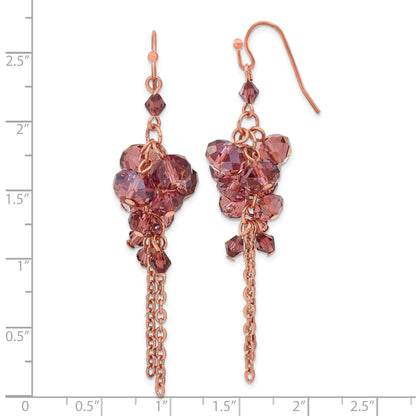 Fashion 1928 Brass-Tone Purple Glass Beads Cluster Dangle Earrings