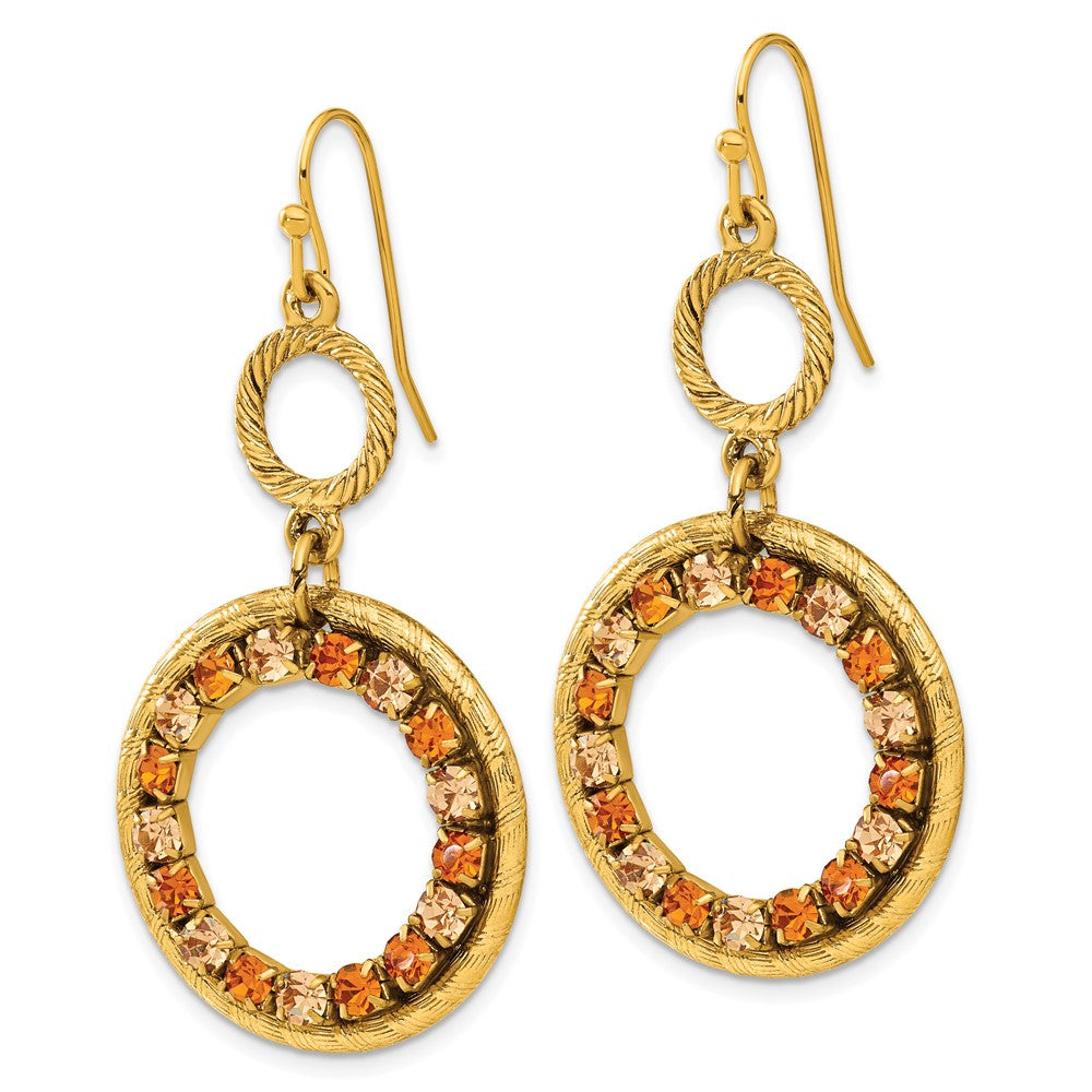 Fashion 1928 Gold-Tone Light & Dark Colorado Champagne Crystal Dangle Earrings