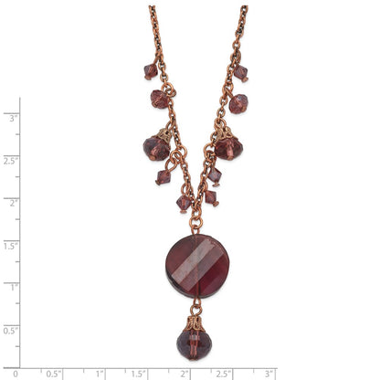 Fashion 1928 Jewelry Rose-Tone Purple Faceted Glass Dangle Beads 16 Inch Necklace With 3 Extension