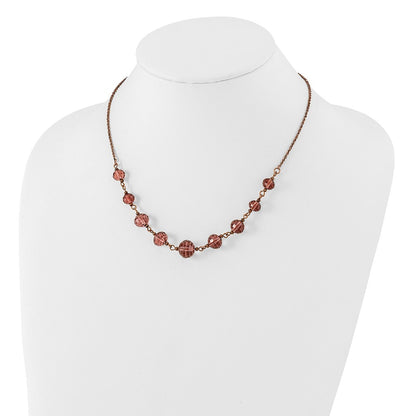 Fashion 1928 Jewelry Rose-Tone Purple Glass Faceted Graduated Bead 16 Inch Necklace With 3 Extension