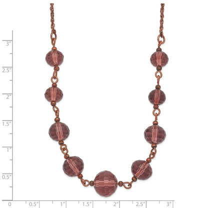 Fashion 1928 Jewelry Rose-Tone Purple Glass Faceted Graduated Bead 16 Inch Necklace With 3 Extension