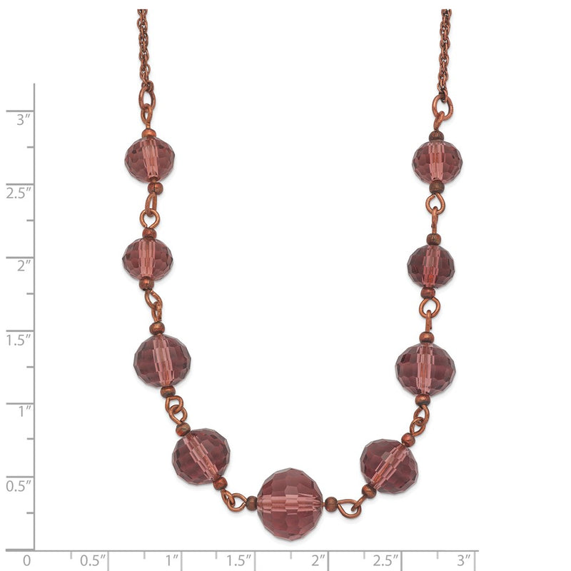 Fashion 1928 Jewelry Rose-Tone Purple Glass Faceted Graduated Bead 16 Inch Necklace With 3 Extension