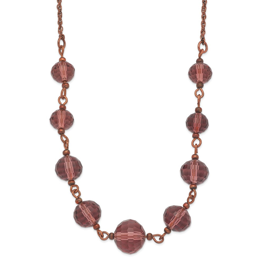 Fashion 1928 Jewelry Rose-Tone Purple Glass Faceted Graduated Bead 16 Inch Necklace With 3 Extension