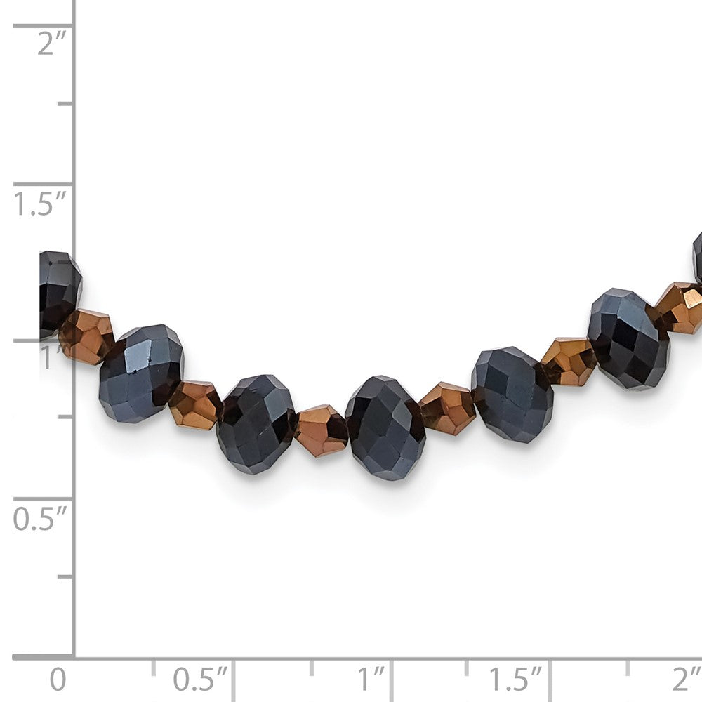 Fashion 1928 Jewelry Black-Plated Black And Brown Faceted Glass Beads Adjustable 16 Inch Necklace With 3 Extension