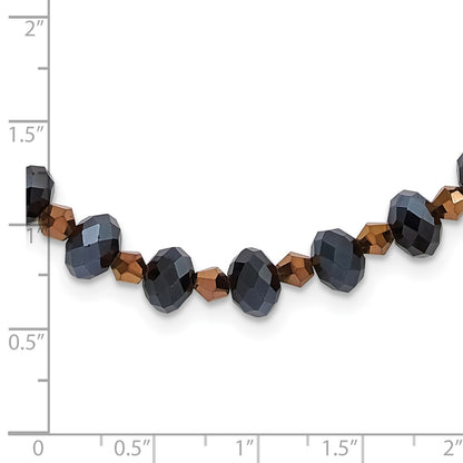 Fashion 1928 Jewelry Black-Plated Black And Brown Faceted Glass Beads Adjustable 16 Inch Necklace With 3 Extension