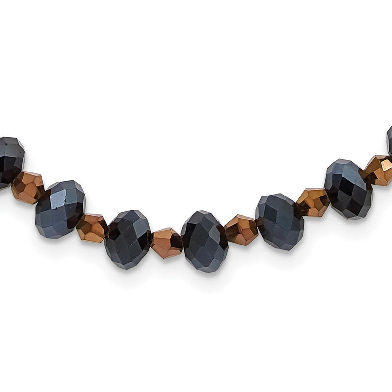 Fashion 1928 Jewelry Black-Plated Black And Brown Faceted Glass Beads Adjustable 16 Inch Necklace With 3 Extension
