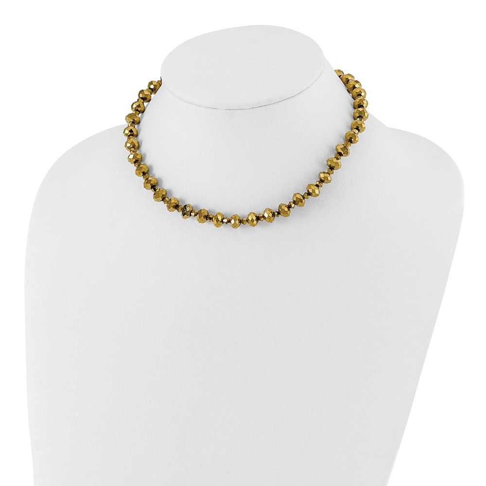 Fashion 1928 Jewelry Brass-Tone Light Colorado Faceted Glass Beads Adjustable 16 Inch Necklace With 2 Extension