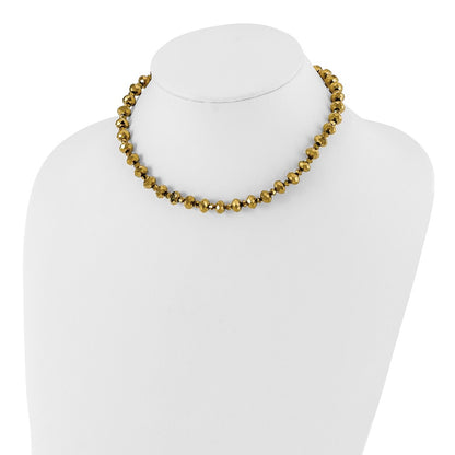 Fashion 1928 Jewelry Brass-Tone Light Colorado Faceted Glass Beads Adjustable 16 Inch Necklace With 2 Extension