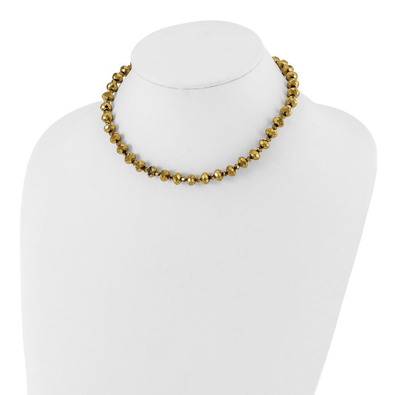 Fashion 1928 Jewelry Brass-Tone Light Colorado Faceted Glass Beads Adjustable 16 Inch Necklace With 2 Extension