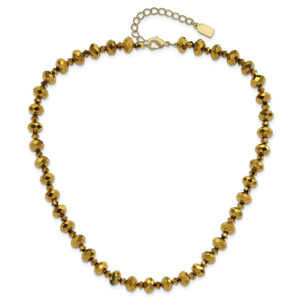 Fashion 1928 Jewelry Brass-Tone Light Colorado Faceted Glass Beads Adjustable 16 Inch Necklace With 2 Extension