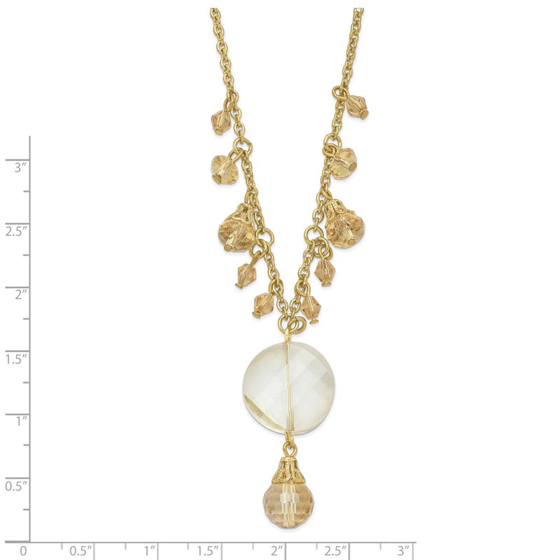Fashion 1928 Gold-Tone Colorado Champagne Glass Beads W/ 2In Ext Necklace