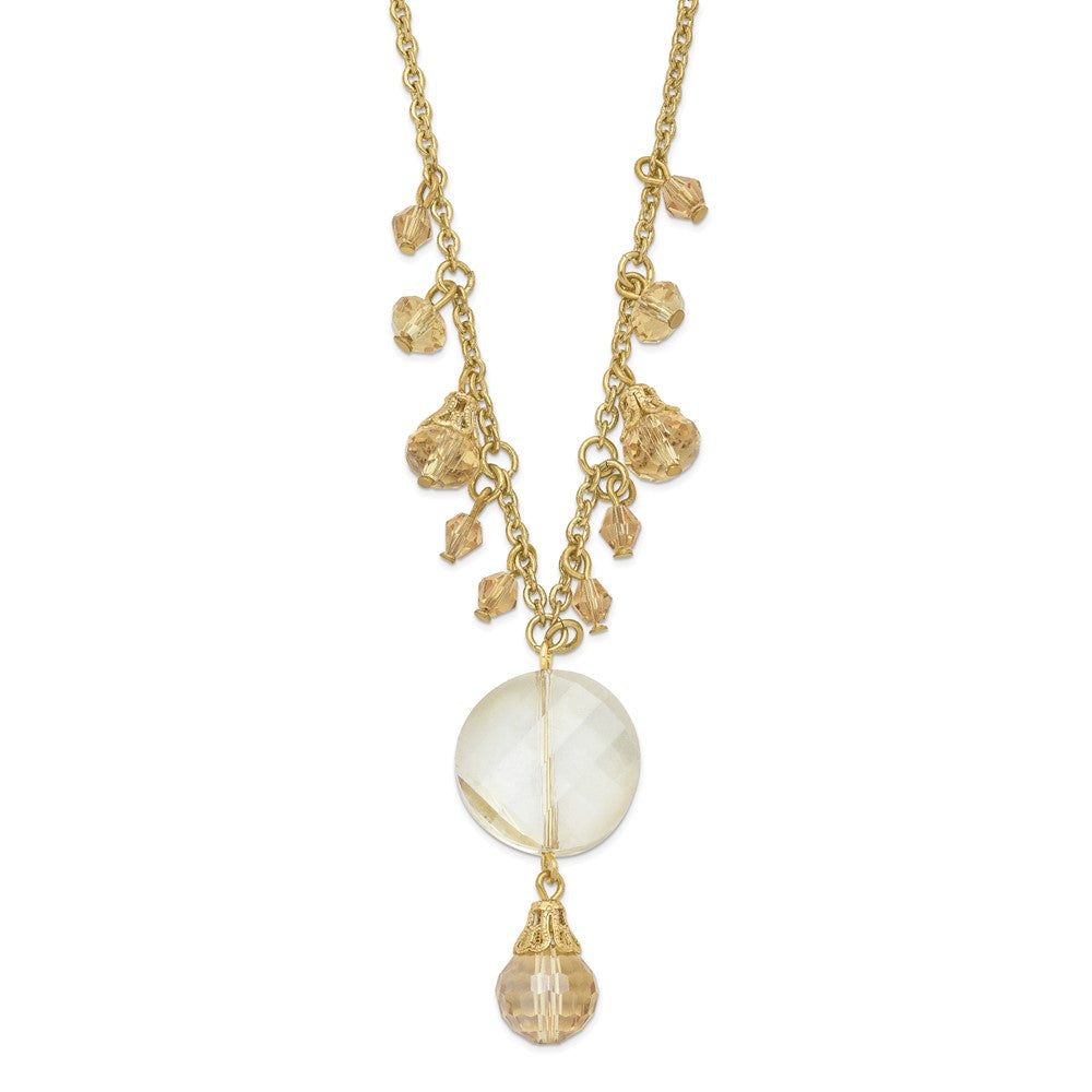 Fashion 1928 Gold-Tone Colorado Champagne Glass Beads W/ 2In Ext Necklace