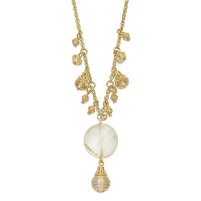 Fashion 1928 Gold-Tone Colorado Champagne Glass Beads W/ 2In Ext Necklace