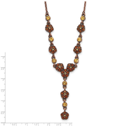 Fashion 1928 Jewelry Copper-Tone Light Colorado And Brown Crystal Floral Shape 15 Inch Y Necklace With 3 Extension
