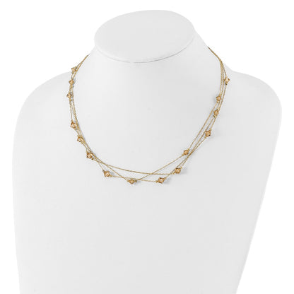 Fashion 1928 Jewelry Gold-Tone Link Light Colorado Faceted Acrylic Beads Three Strand W/ 3 Inch Extension Necklace