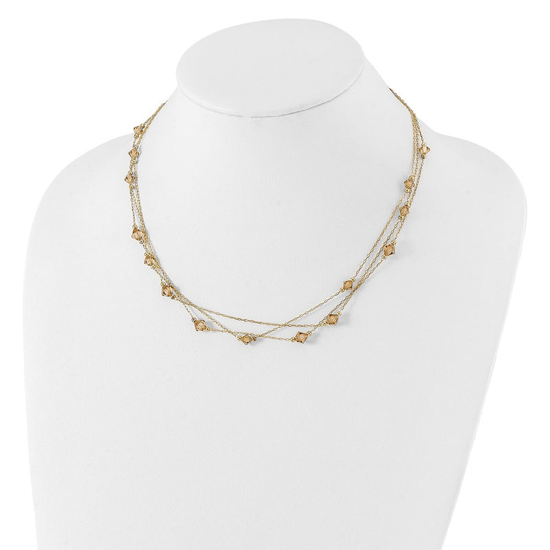 Fashion 1928 Jewelry Gold-Tone Link Light Colorado Faceted Acrylic Beads Three Strand W/ 3 Inch Extension Necklace