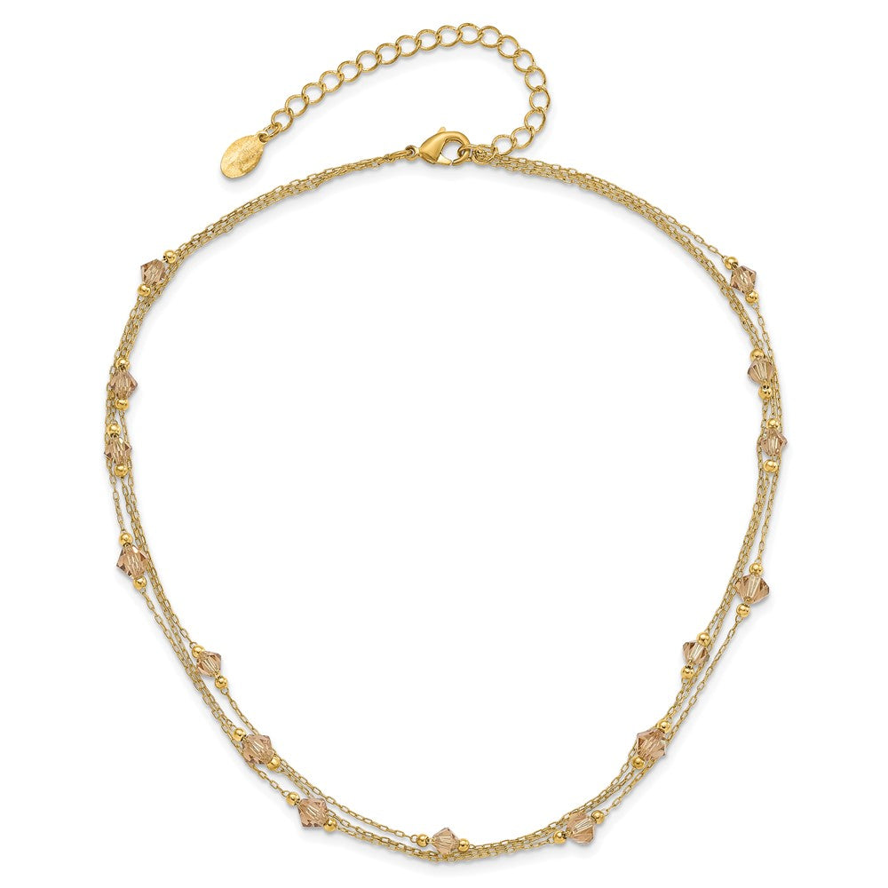 Fashion 1928 Jewelry Gold-Tone Link Light Colorado Faceted Acrylic Beads Three Strand W/ 3 Inch Extension Necklace