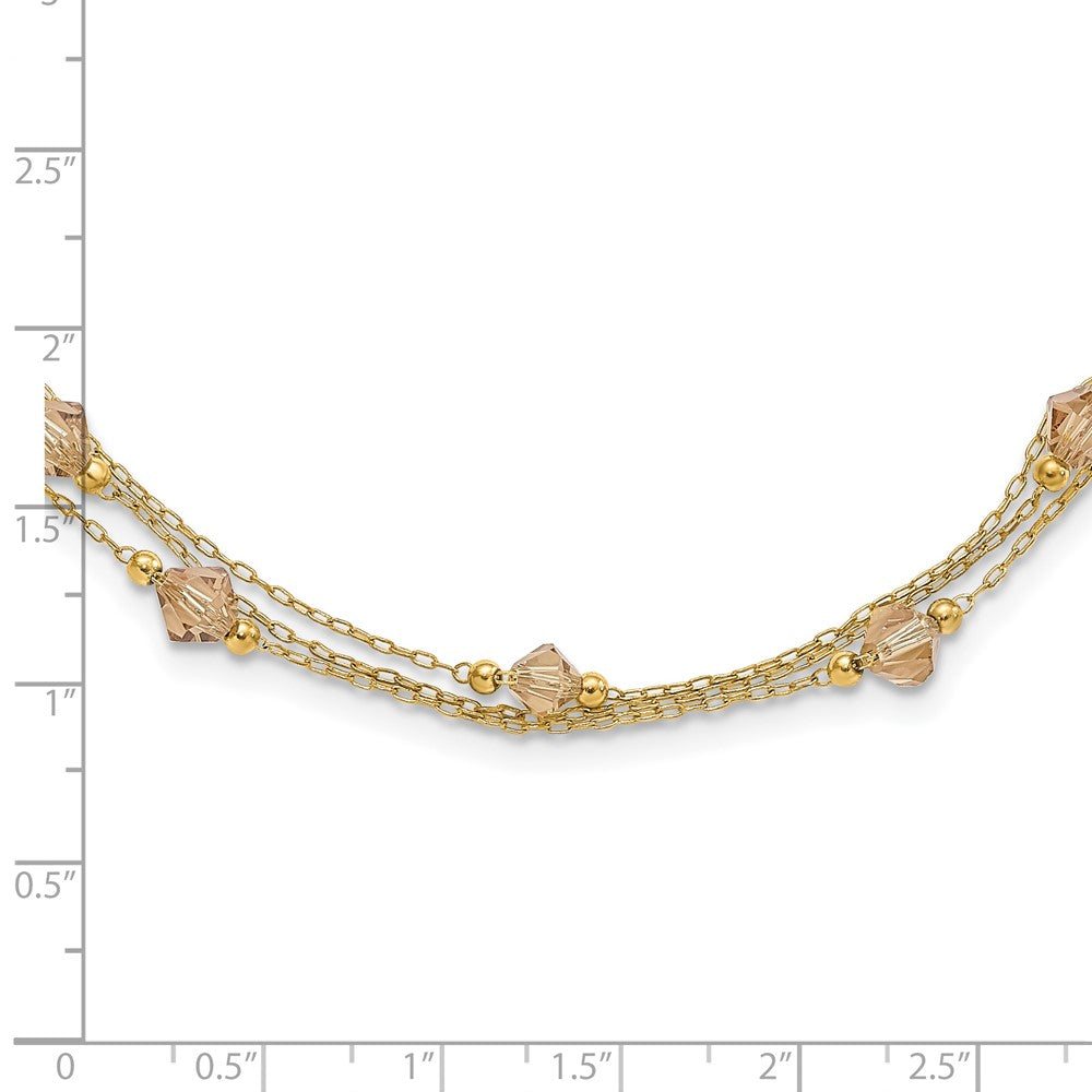 Fashion 1928 Jewelry Gold-Tone Link Light Colorado Faceted Acrylic Beads Three Strand W/ 3 Inch Extension Necklace