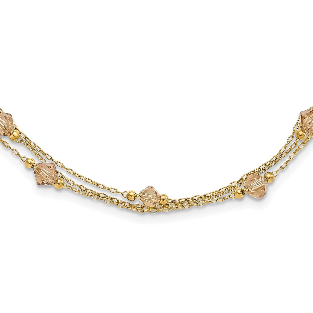 Fashion 1928 Jewelry Gold-Tone Link Light Colorado Faceted Acrylic Beads Three Strand W/ 3 Inch Extension Necklace