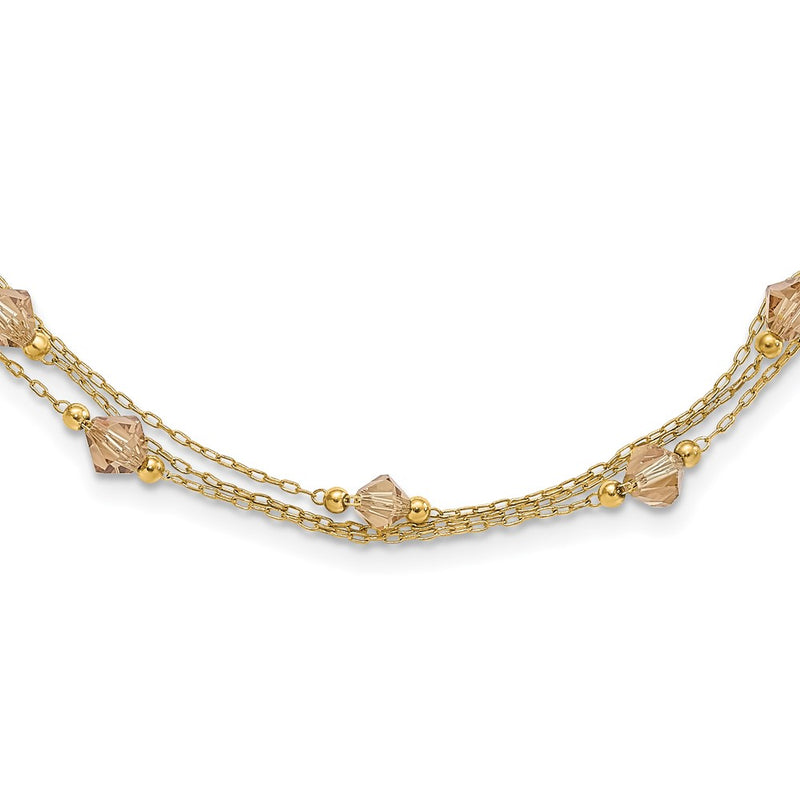 Fashion 1928 Jewelry Gold-Tone Link Light Colorado Faceted Acrylic Beads Three Strand W/ 3 Inch Extension Necklace