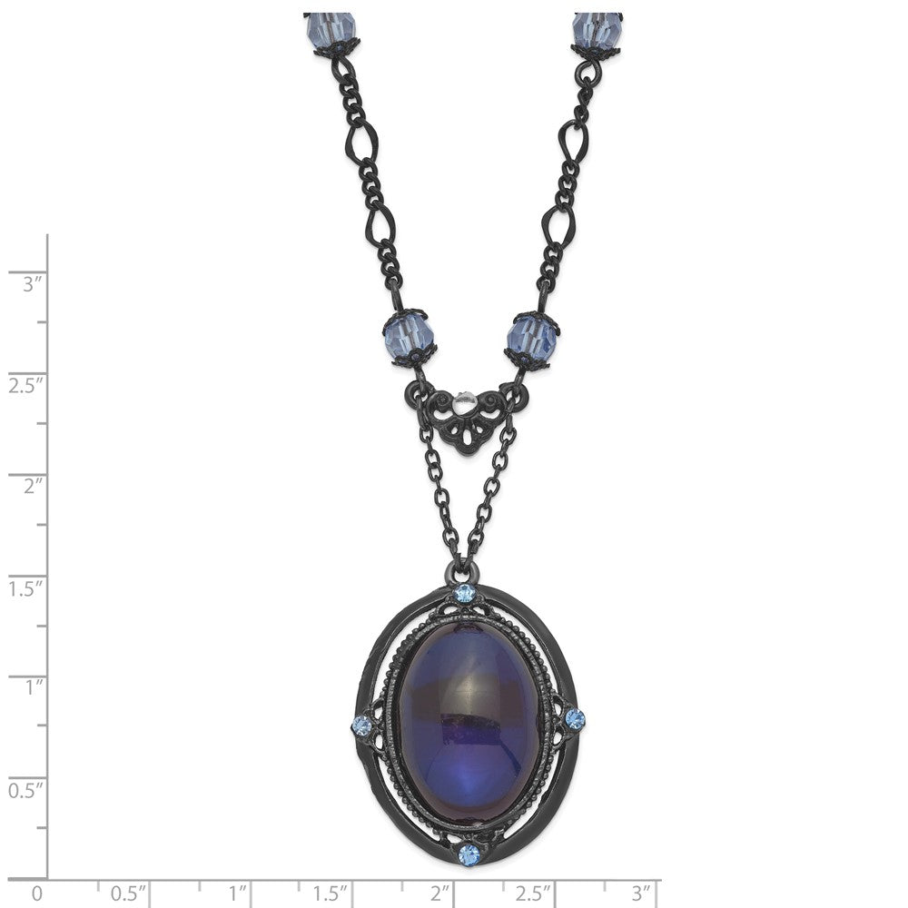 Fashion 1928 Jewelry Black-Plated Light Blue And Dark Crystal 16 Inch Necklace With 3 Extension