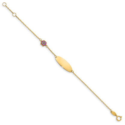 5.5 Inch 14K Children'S Enamel Flower W/.5In Ext. Id Bracelet