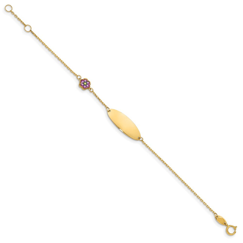 5.5 Inch 14K Children'S Enamel Flower W/.5In Ext. Id Bracelet