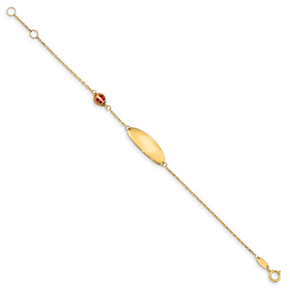 5.5 Inch 14K Children'S Enamel Ladybug W/.5In Ext. Id Bracelet